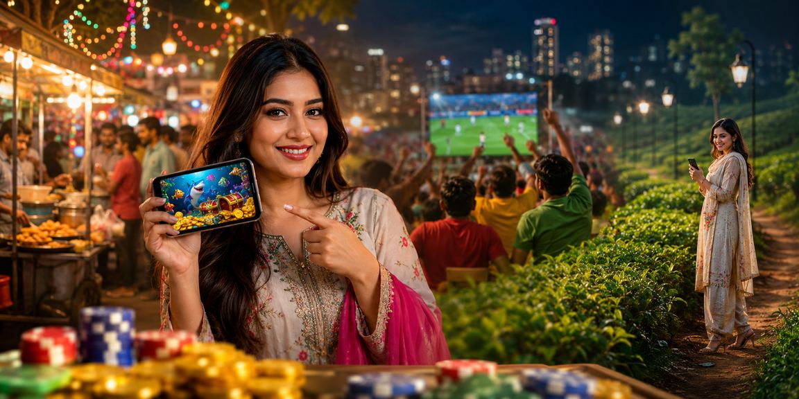 নারায়ণগঞ্জের চা বাগানে প্রকৃতির মাঝে মোবাইলে গেম ও বেটিং উপভোগ করছেন একজন ব্যবহারকারী